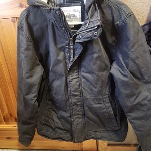 American Eagle small, black jkt with black plaid inside